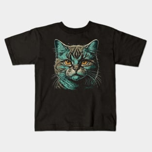Cool Cat Face Design For Cool Man Cool Girl Gangster Kids T-Shirt